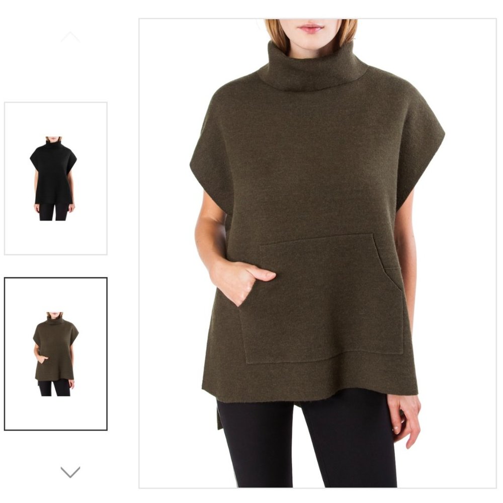 KERISMA "Kanga" Womens Cowl Neck Poncho Olive Green Sm/Med EUC